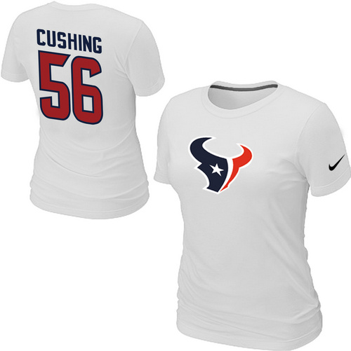 Nike Houston Texans #56 Brian Cushing Name & Number Women's NFL T-Shirt - White